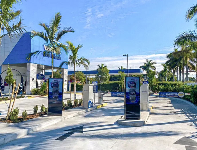 Drive and vacuum area at Waters Car Wash in Stuart, Florida